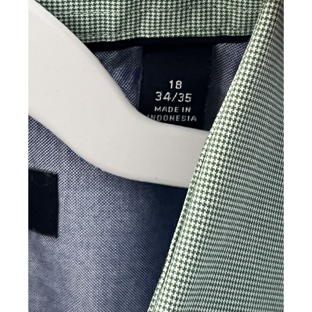 Tommy Hilfiger Shirt Mens Size 18 Slim Fit Button Up‎ Green Mini Check Cotton - Picture 4 of 10
